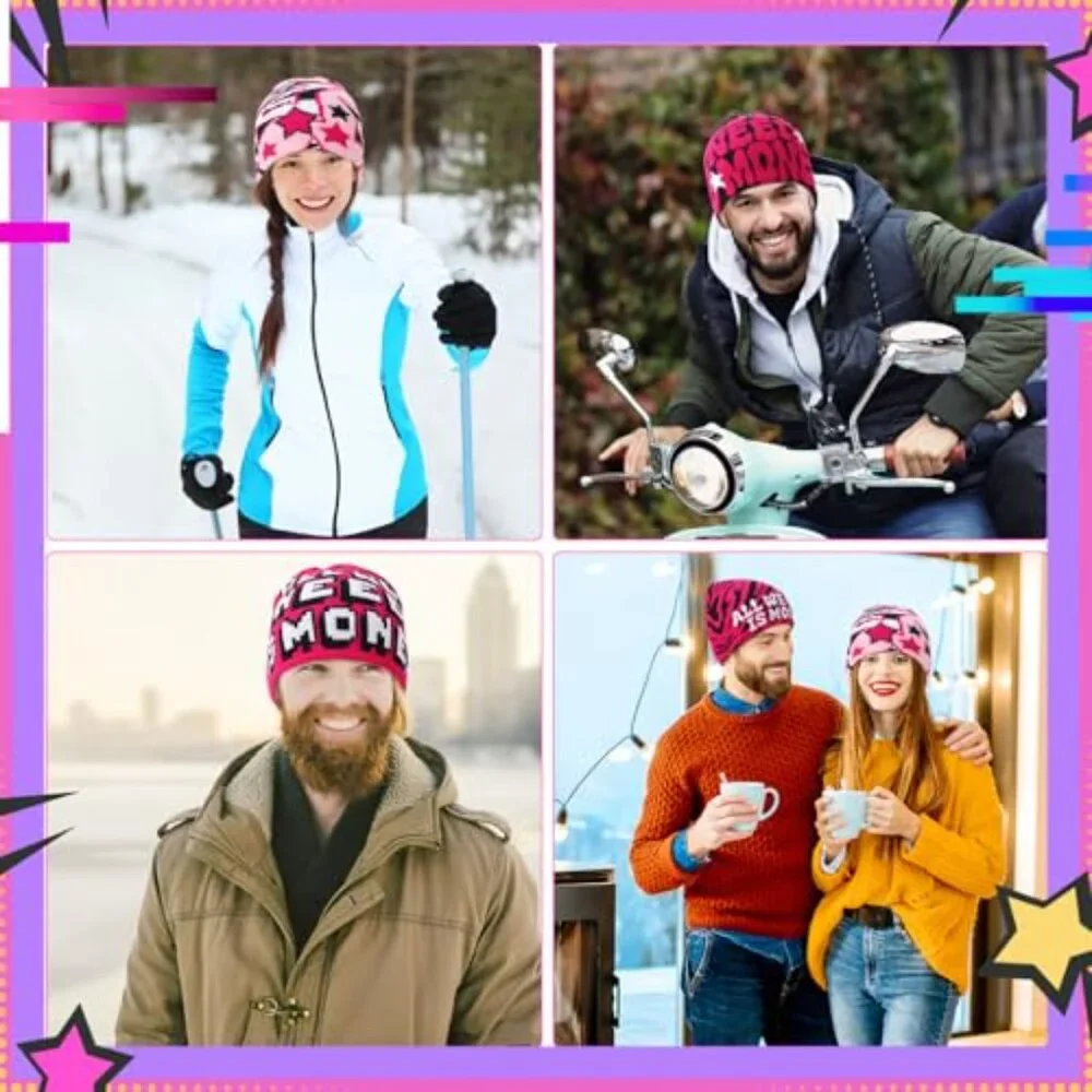 Y2K Spider Web Beanie Set Acrylic Knit Unisex Streetwear Casual Hats_6